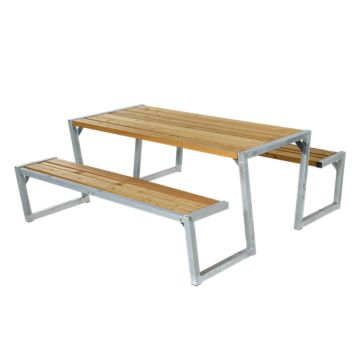 Zigma design picnic table made of Siberian Larch with steel frame