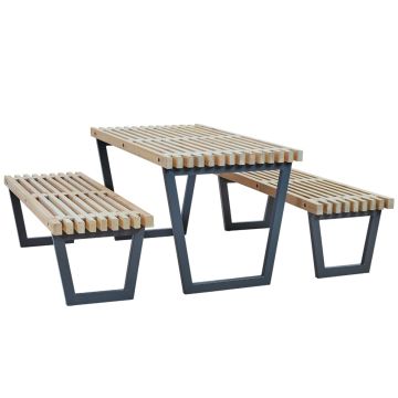 Table pique nique bois tendre avec bancs et plateau verre poli Siesta