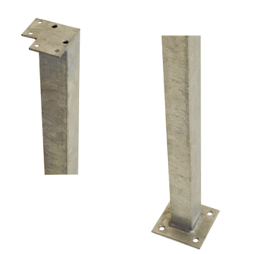 Stahl Eckpfosten mit Fuss für Geländer 4,5x4,5x103,3cm feuerverzinkt