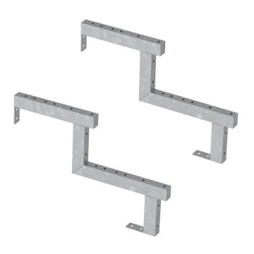 Pack 2x steel deck stair stringer 2 steps - h34cm - with option to install countersteps