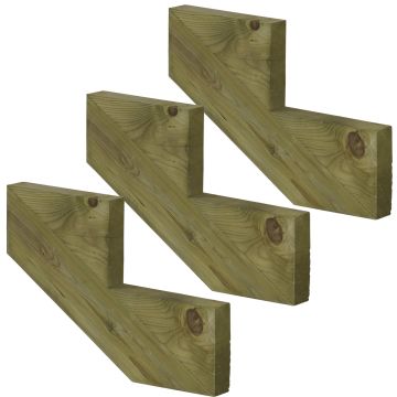 Cosciale-per scala 2 gradini legno autoclave-h34cm-Set da 3 pezzi