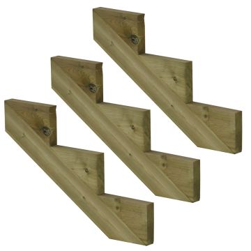 Set van 3 stuks: Trapbalk 3 treden geïmpregneerd hout voor tuintrap
