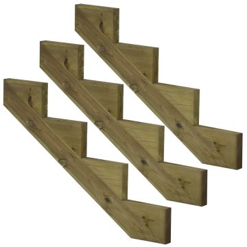 Set van 3 stuks: Trapbalk 4 treden geïmpregneerd hout voor tuintrap