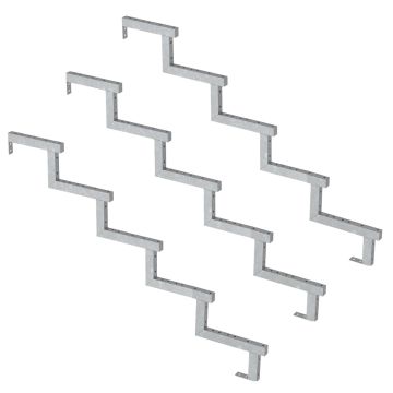 Pack 3x steel deck stair stringer 5 steps - h85cm - with option to install countersteps