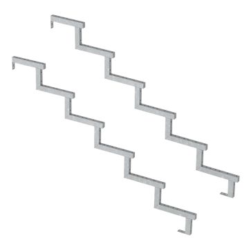 Pack 2 pièces - Limon acier galvanisé 6 marches - H 102cm - Option contremarches