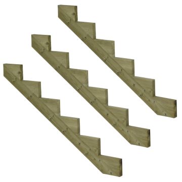 Set van 3 stuks: Trapbalk 6 treden geïmpregneerd hout tuintrap - Trapbalk 6 treden