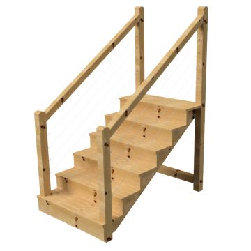 Escalera exterior patio TOKYO pasamanos 7x7cm cables acero 6 p A 105cm