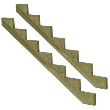 Cosciale-per scala 7 gradini legno autoclave-h119cm-Set da 2 pezzi