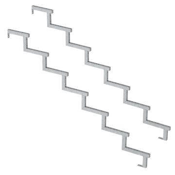 Pack 2 pièces - Limon acier galvanisé 7 marches - H 119cm - Option contremarches
