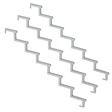Pack 3 pièces - Limon acier galvanisé 7 marches - H 119cm - Option contremarches