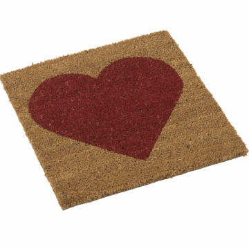 Coco door mat with red heart 40x40cm