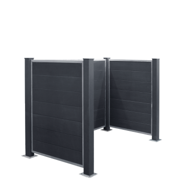 FUTURA Wheelie Bin storage 196x108x133cm - WPC posts fixed on steel base