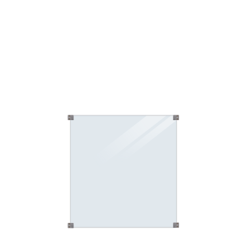Glaszaun-klares Glas 90x91cm-8,7mm-Klemmen für Rundpfosten