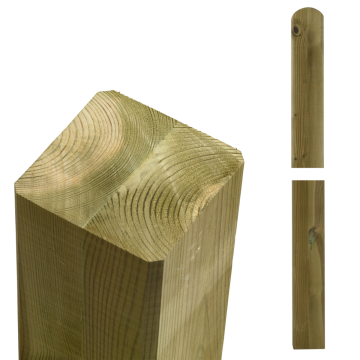 Timber post 9x9cm - cross section laminated L-188cm - right-rounded