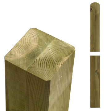 Timber post 9x9cm - cross section laminated - straight/rounded end - multiple lengths