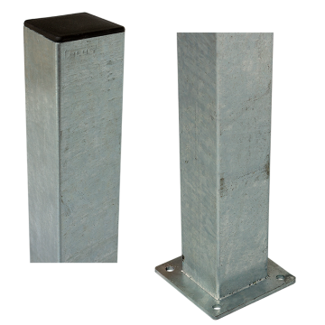 Poteau acier carré 8x8cm avec base 8x8x187cm