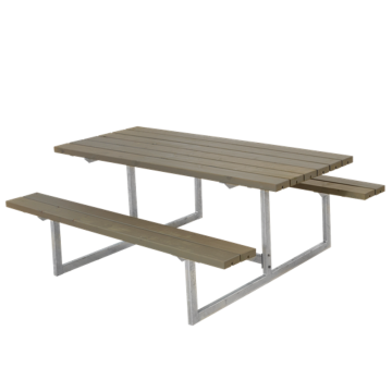 Picknicktisch BASIC-177x160x73 Stahl und Holz – Graubraun