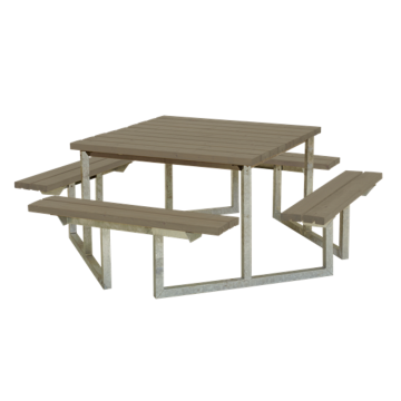 Square picnic table TWIST - pressure treated wood grey 