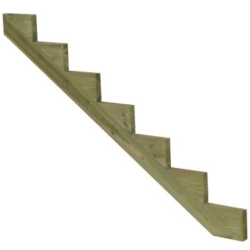 Limon 7 marches - bois autoclave (classe 4) pour escalier de jardin