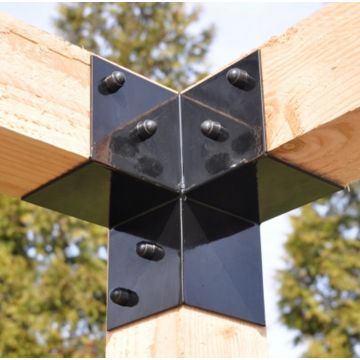 Soporte poste madera 12-15cm conector ángulos 2 uds