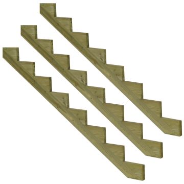Cosciale-per scala 8 gradini legno autoclave-h136cm-Set da 3 pezzi