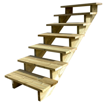 Außentreppe Holz h122cm 7 Stufen T29cm, B100cm, OHNE Setzstufen