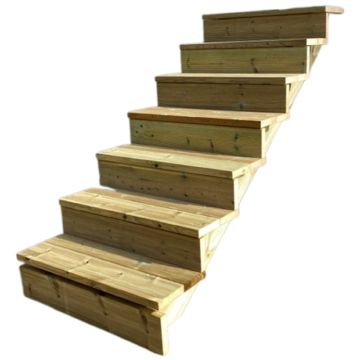 Außentreppe Holz h122cm 7 Stufen T29cm, B100cm, MIT Setzstufen