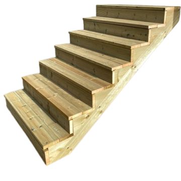 Außentreppe Holz h222cm 7 Stufen T29cm, B160cm, MIT Setzstufen
