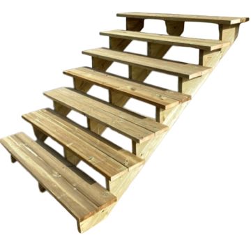 Deck stairs wood H122cm 7 steps D29cm W160cm