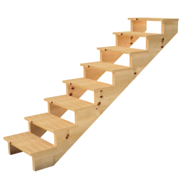 Holztreppe Höhe 139cm 8 Stufen, Breite 60cm, OHNE Setzstufen