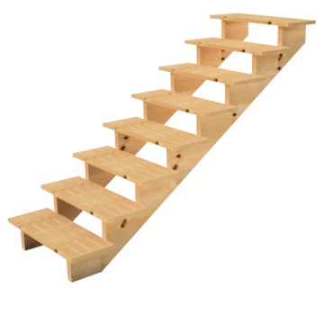 Holztreppe Höhe 139cm 8 Stufen, Breite 80cm, OHNE Setzstufen