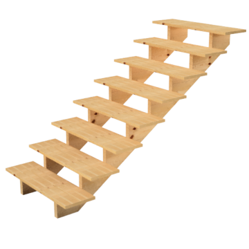 Deck stairs wood H139cm 8 steps D29cm W100cm