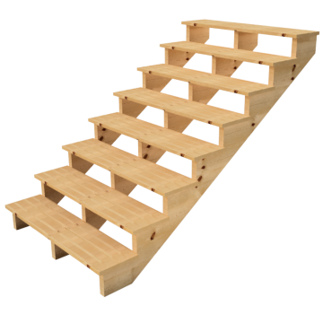 Holztreppe Höhe 139cm 8 Stufen, Breite 120cm, OHNE Setzstufen