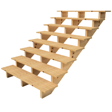 Holztreppe Höhe 139cm 8 Stufen, Breite 140cm, OHNE Setzstufen