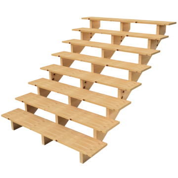 Escalera exterior madera A139cm 8 peldaños P29cm T160cm