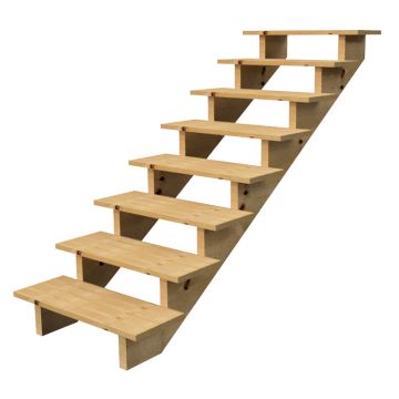 Deck stairs wood BERLIN H139cm 8 steps D29cm W80cm