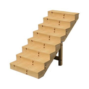 Deck stairs wood H139cm 8 steps D29cm W160cm, WITH counter steps