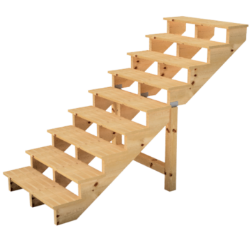 Deck stairs wood H156cm 9 steps D29cm W160cm