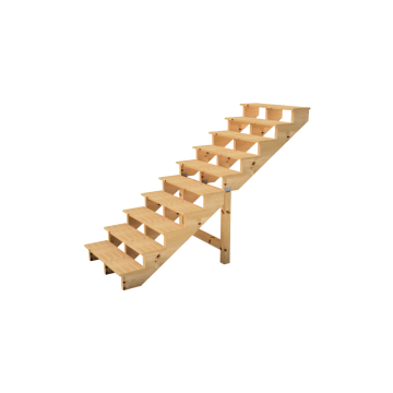 Scala esterna legno 10 gradini tipo C- h173cm  L120cm senza alzate