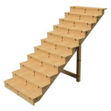 Buitentrap h190cm - 11 treden hout D29cm, B120cm MET optrede