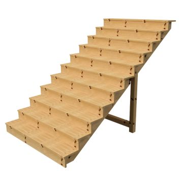 Außentreppe Holz Höhe 190cm 11 Stufen, Breite 160cm, MIT Setzstufen