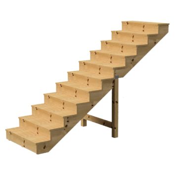 Deck stairs wood H190cm 11 steps D29cm W120cm, WITH counter steps