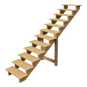 Außentreppe Holz Höhe 207cm 12 Stufen, Breite 80cm, OHNE Setzstufen