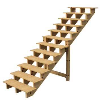 Außentreppe Holz Höhe 207cm 12 Stufen, Breite 100cm, OHNE Setzstufen