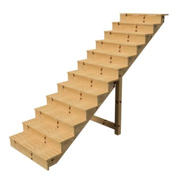 Außentreppe Holz Höhe 207cm 12 Stufen, Breite 100cm, MIT Setzstufen