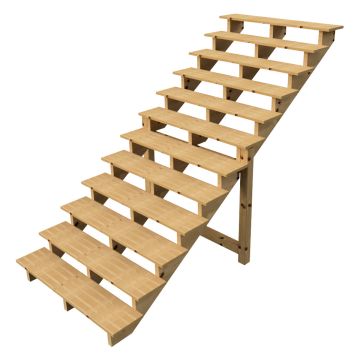Außentreppe Holz Höhe 207cm 12 Stufen, Breite 140cm, OHNE Setzstufen