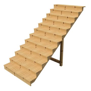 Außentreppe Holz Höhe 207cm 12 Stufen, Breite 140cm, MIT Setzstufen