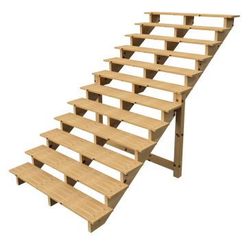 Außentreppe Holz Höhe 207cm 12 Stufen, Breite 160cm, OHNE Setzstufen