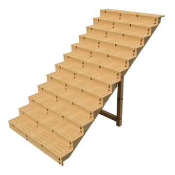 Außentreppe Holz Höhe 207cm 12 Stufen, Breite 160cm, MIT Setzstufen