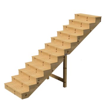 Außentreppe Holz Höhe 207cm 12 Stufen, Breite 140cm, MIT Setzstufen